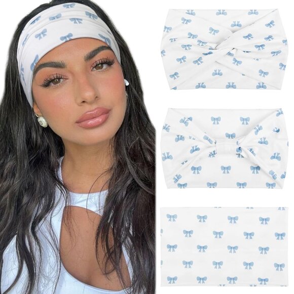 Women's Cloth Wide Headbands 3 Pack Soft Stretchy Non Slip Turban Hair Accessori - Picture 1 of 7
